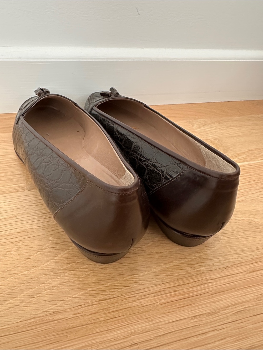 Vintage BALLY Italy brown faux alligator tassel loafer 10B - Picture 4 of 7
